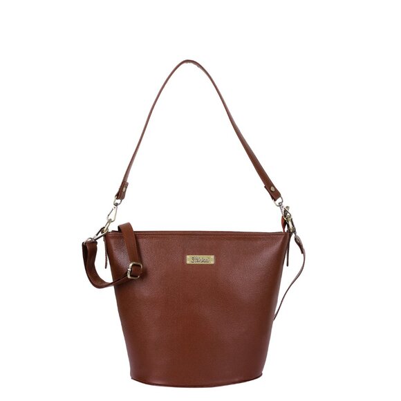 Leather Bucket Hobo Shoulder Bag for Women – Cherry Red Ladies Crossbody Bag - Picture 1 of 10